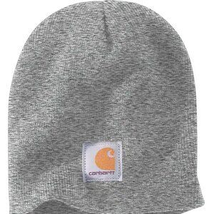 Carhartt Light Grey Knit Beanie Tossel Cap Logo